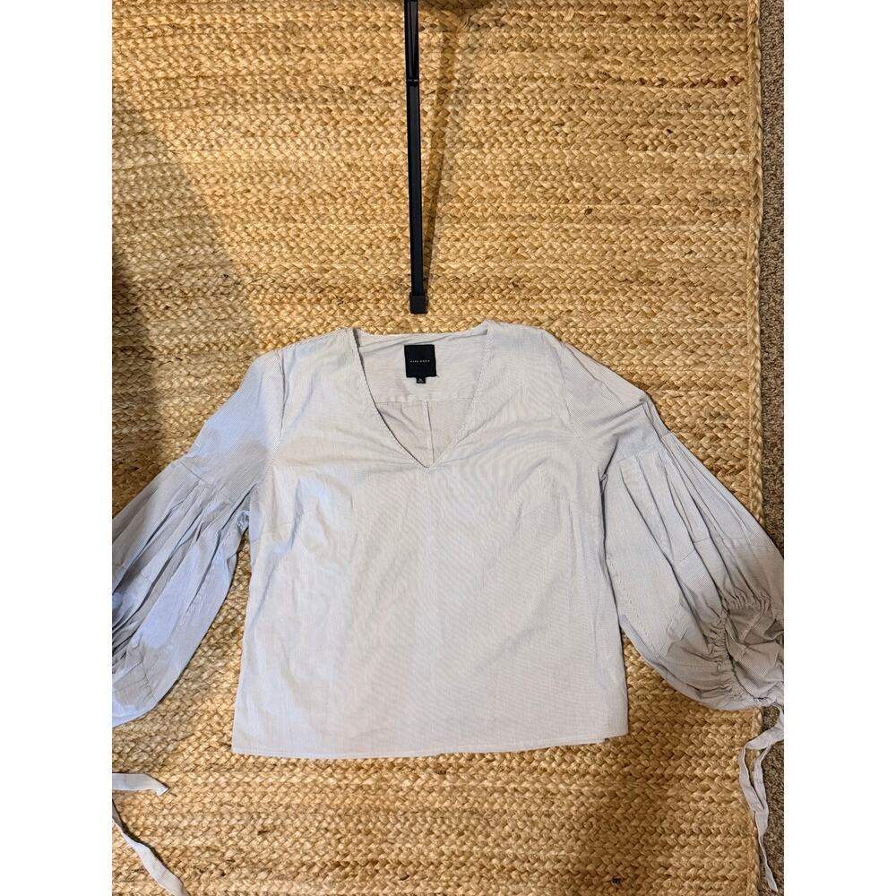Alex Marie puff sleeve v neck striped top euc XL Cotton Blend